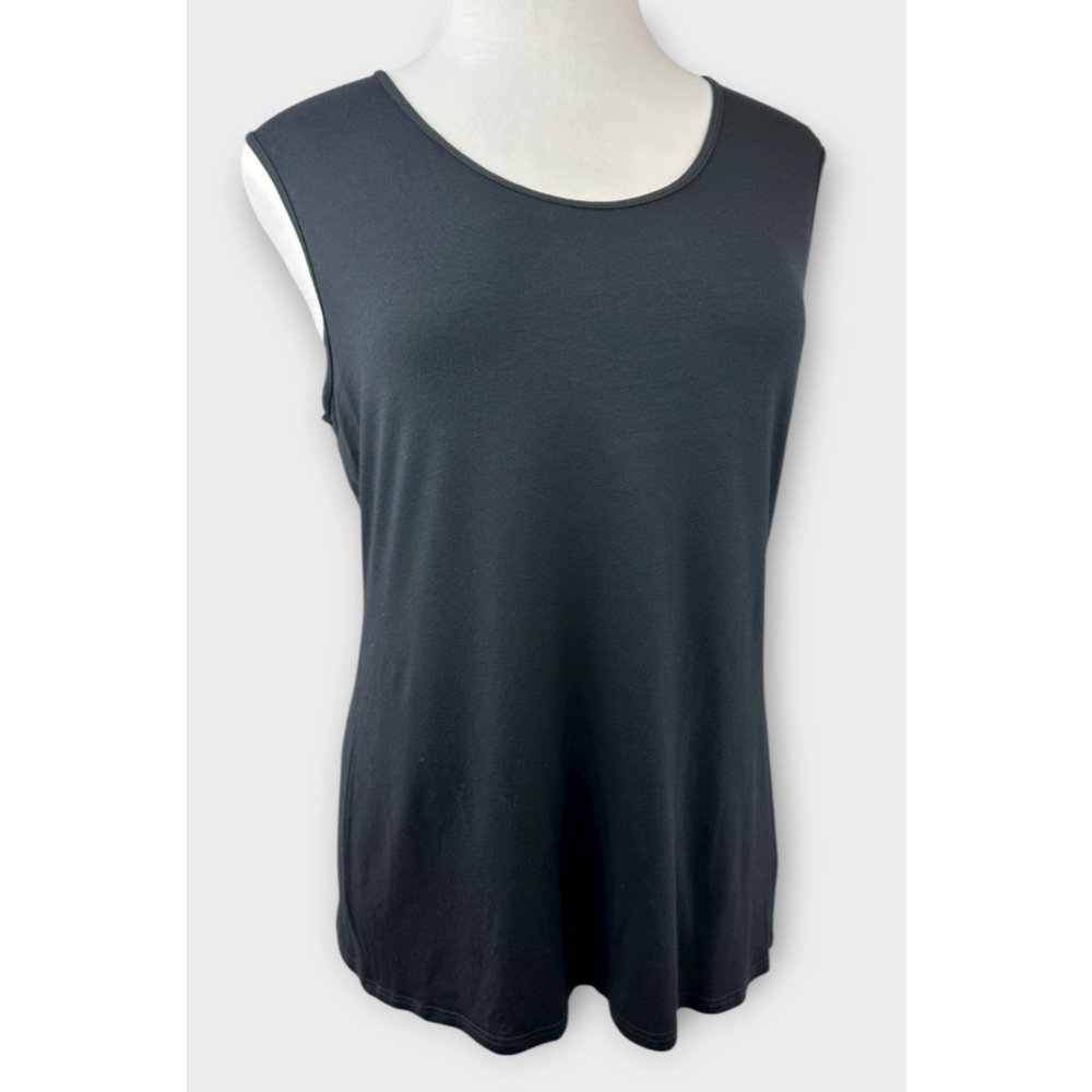 Eileen Fisher Lightweight Viscose Jersey Scoop Neck Sleeveless Top XL Minimalist - Picture 3 of 11